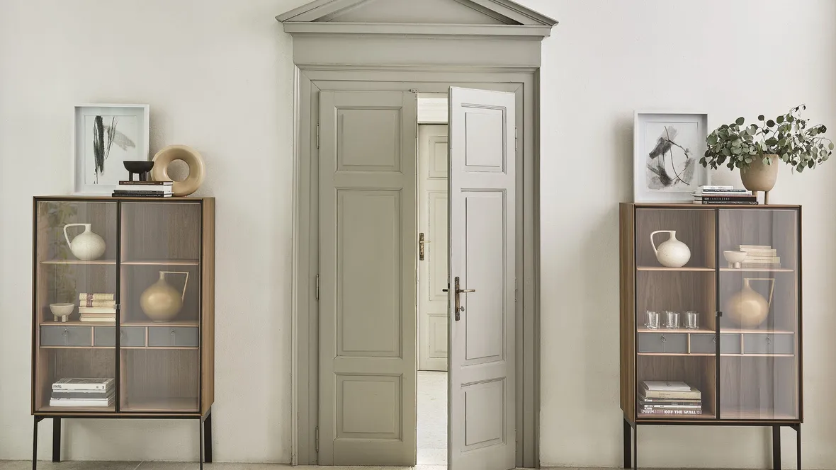 Madia Alta in legno e vetro Matics 2 di Porada