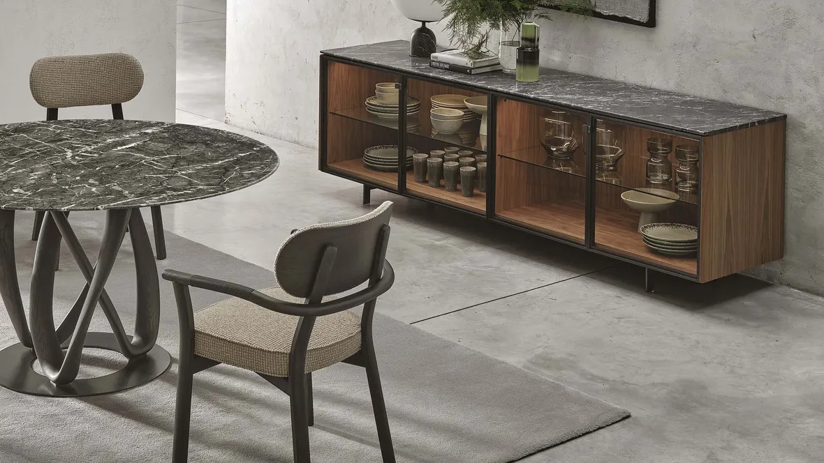 Madia Matics 4 in legno con ante in vetro di Porada