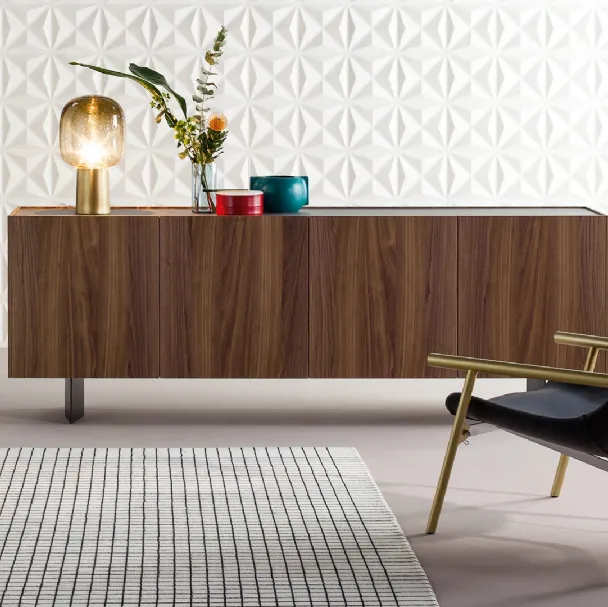Madia in legno Outline con top in ceramica e base in metallo di Bonaldo