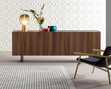Madia in legno Outline con top in ceramica e base in metallo di Bonaldo