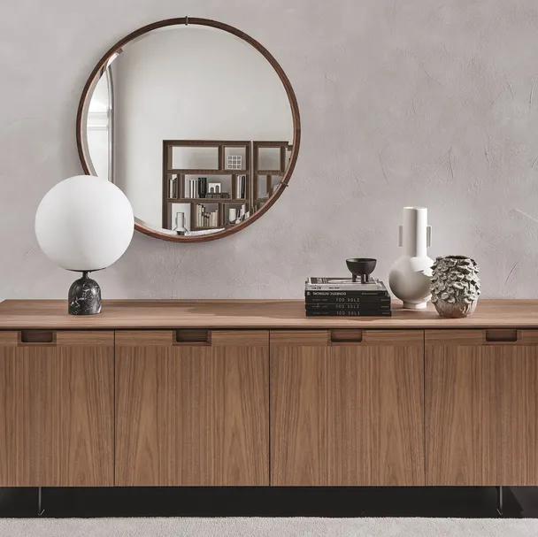 Madia con quattro ante battenti in legno con intarsio Matics 4 di Porada