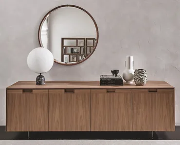 Madia con quattro ante battenti in legno con intarsio Matics 4 di Porada