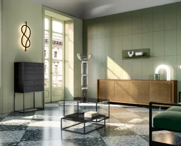 Madia Privacy finitura laccato Ottone Vintage con decoro di Capo d'Opera