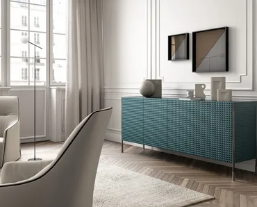 Madia Spin in laccato opaco finitura Velvet Harmony Green 3D Luxor di Capo d'Opera