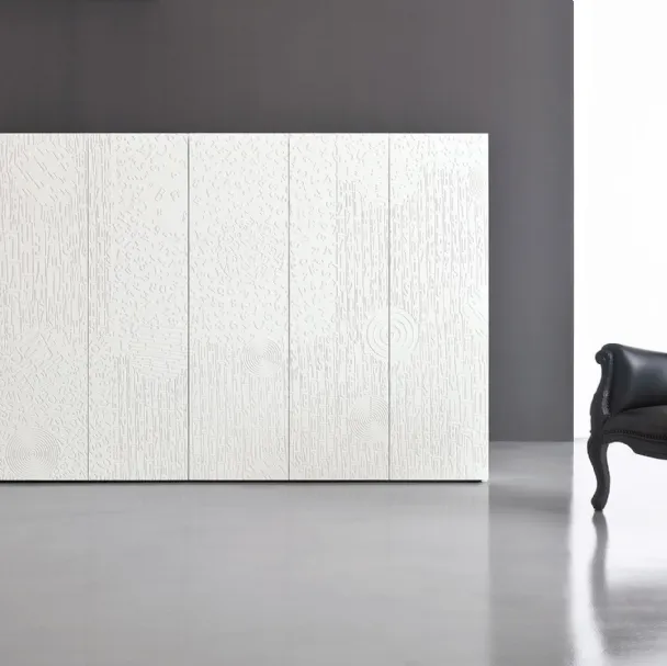 Madia monolitica Zurich in laccato Bianco con intarsi di Capo d'Opera