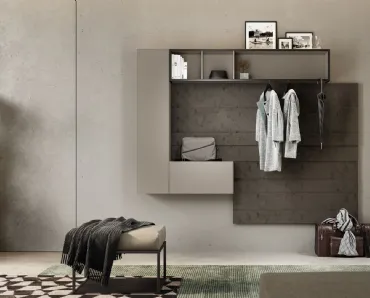 Mobile ingresso Rebel Living 08 in laccato opaco e legno di Fimar