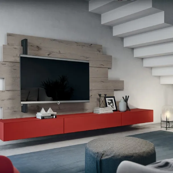 Mobile Porta TV Rebel R12 e Rack Flag in laccato opaco e legno di Fimar