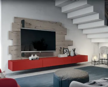 Mobile Porta TV Rebel R12 e Rack Flag in laccato opaco e legno di Fimar