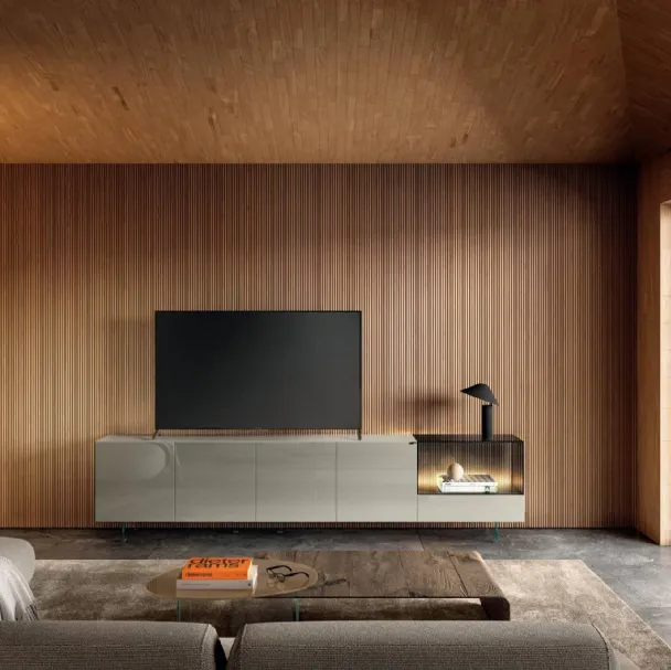 Mobile Porta Tv in vetro e legno 36e8 0521di Lago