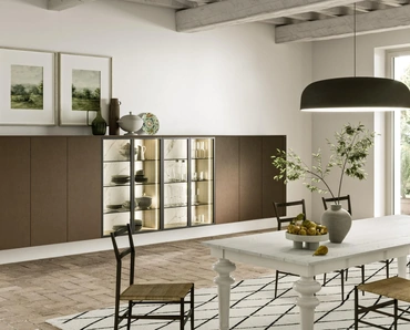 Mobile sospeso Modula in laccato effetto metallo con Vetrina di Snaidero