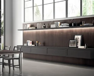 Parete Attrezzata Living Carattere Grigio Ferro di Scavolini