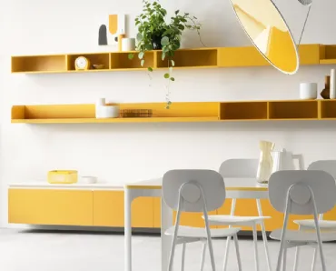 Parete Attrezzata Living Dandy Plus Giallo Senape di Scavolini