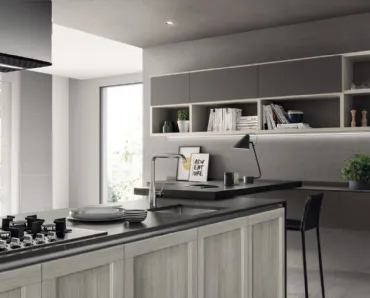Parete Attrezzata sospesa Living Evolution in laccato Grigio di Scavolini