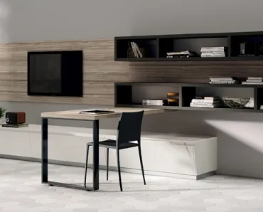 Parete Attrezzata Living Flux in decorativo Larice Zolfino e laccato di Scavolini
