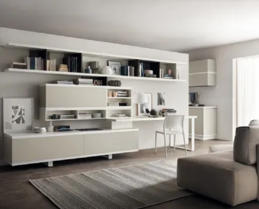 Parete Attrezzata Living Foodshelf in laccato Tortora e Bianco di Scavolini