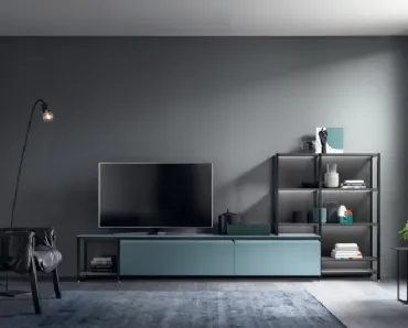 Parete Attrezzata Living Formalia in laccato opaco Verde Ottanio di Scavolini