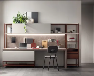 Parete Attrezzata Living Formalia in laccato opaco Pet Pioggia e Ruggine di Scavolini