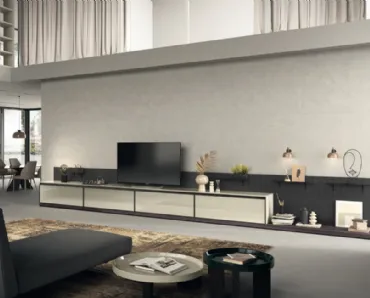 Parete Attrezzata Living Jeometrica in vetro Tortora di Scavolini