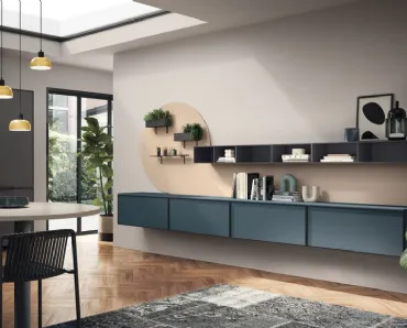 Parete Attrezzata Living Jeometrica Verde Ottanio di Scavolini