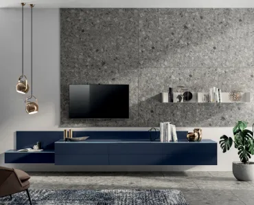 Parete Attrezzata Living Liberamente in laccato Blu Moon di Scavolini