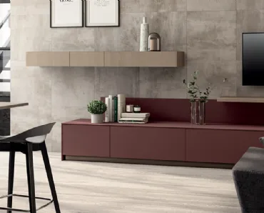 Parete Attrezzata Living Liberamente in laminato Rosso Jaipur di Scavolini