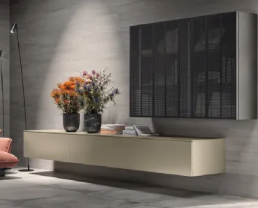 Parete Attrezzata Living Libra in laccato Perlage di Scavolini