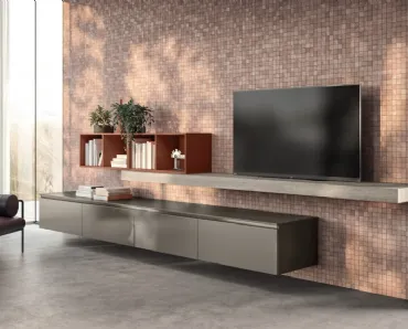Parete Attrezzata Living Lumina in laminato Urban Steel di Scavolini