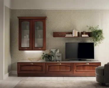Parete Attrezzata Living Madeleine in Noce Antico di Scavolini