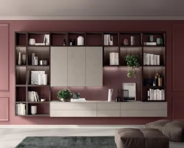 Parete Attrezzata Living Mood in decorativo Larice e Vertigo di Scavolini