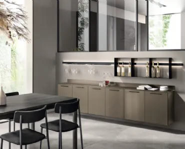 Parete Attrezzata sospesa Living Musa in laccato Grigio Matera di Scavolini