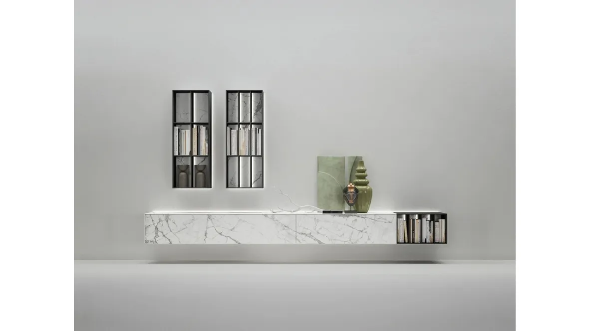 Parete Attrezzata in gres Moduli componibili con luci di Caccaro