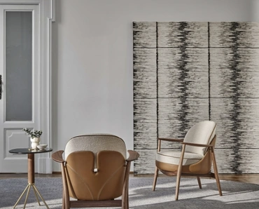 Poltroncina Ginkgo in tessuto e cuoio di Porada