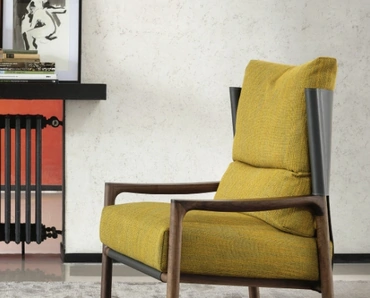 Poltrona Vera Bergere in tessuto, cuoio e legno di Porada