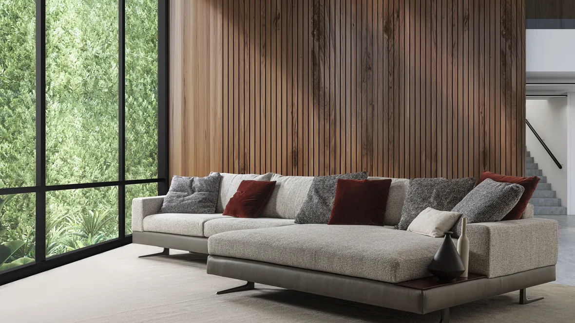 Divano con ampia penisola Gran Milano di Fox Italia