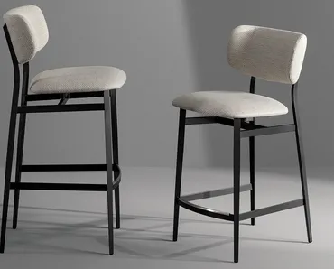 Sgabello Noor Too in tessuto imbottito con struttura in acciaio di Bonaldo