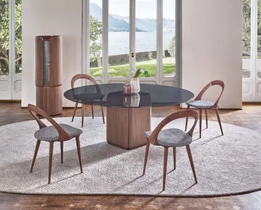 Tavolo rotondo Bay con top in vetro di Porada