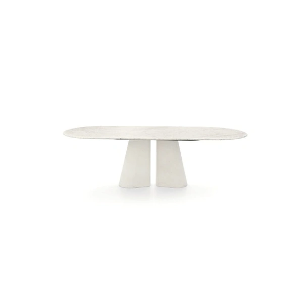 Tavolo ovale Pillar in marmo e cemento di Ditre Italia