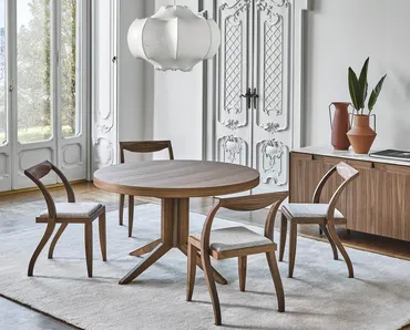 Tavolo rotondo allungabile Bryant in noce canaletto di Porada