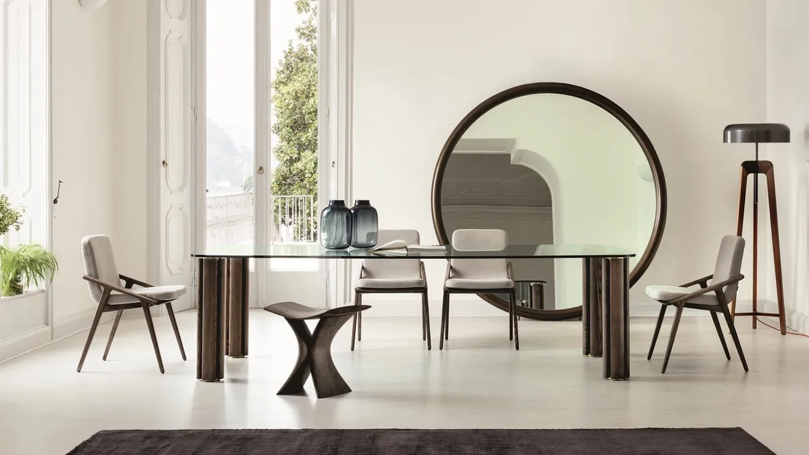 Tavolo Quadrifoglio in cristallo di Porada