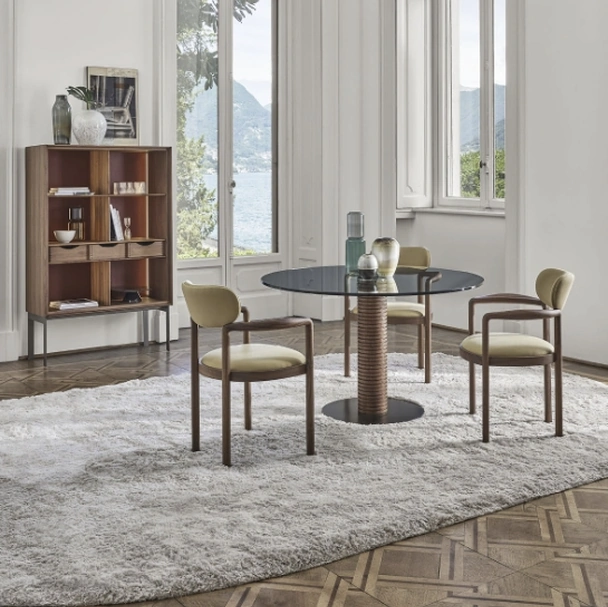 Tavolo rotondo in vetro Sansiro di Porada