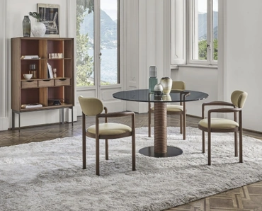 Tavolo rotondo in vetro Sansiro di Porada