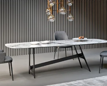 Tavolo Slot in ceramica con base in metallo di Bonaldo