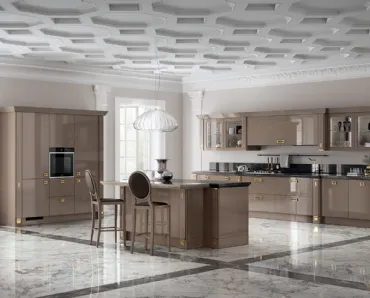 Cucina Classica Exclusiva in laccato lucido Grigio Tundra di Scavolini