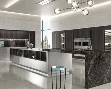 Cucina Design Opera Acciaio e Eucalipto di Snaidero