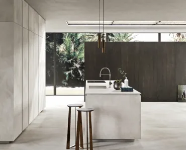 Cucina Design Way Materia in gres Calce Grigio e Rovere carbone di Snaidero