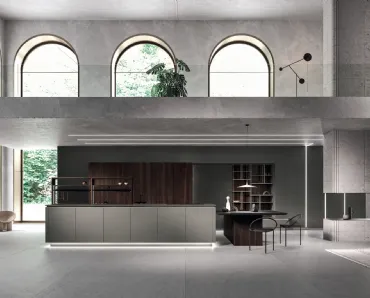 Cucina Design con isola Way Materia Calce Tortora e Rovere di Snaidero