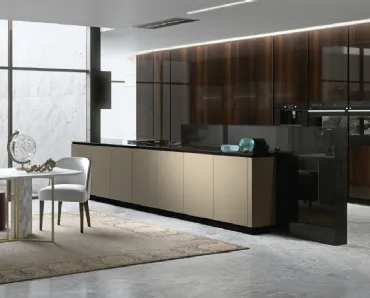 Cucina Design con isola Way Oro e Eucalipto di Snaidero