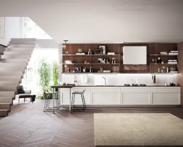 Cucina Moderna Carattere Bianco Prestige e Rovere Nabuk di Scavolini