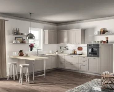 Cucina Moderna angolare con penisola Colony in laccato opaco Sabbia di Scavolini