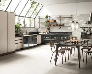 Cucina Moderna Diesel Open Workshop con Sistema modulare Stock Rack di Scavolini
